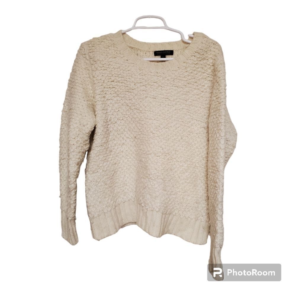 Banana Republic Italian Yarn Sweater L Cream Wool Alpaca Chunky Knit